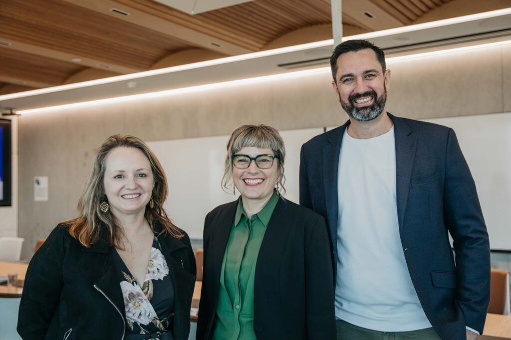 Christy Ditchburn from Telstra, Jess Wilson CEO of Good Things Foundation and Tim Allen from Microsoft. 