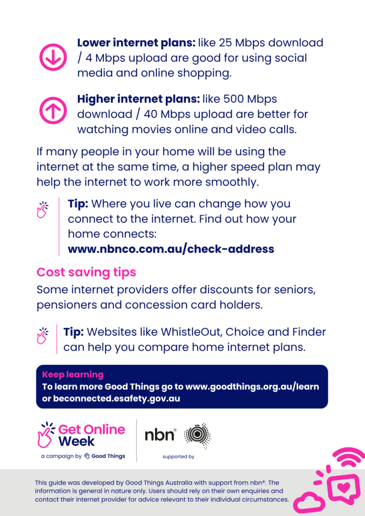 Screenshot of Getting connected at home tip sheet
