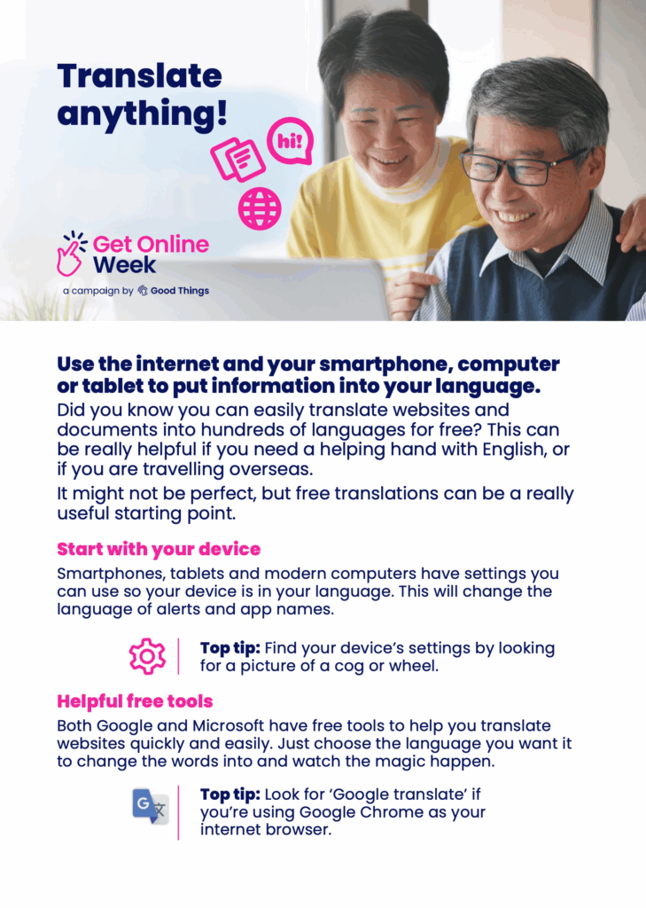 Get Online Week translate anything tip sheet