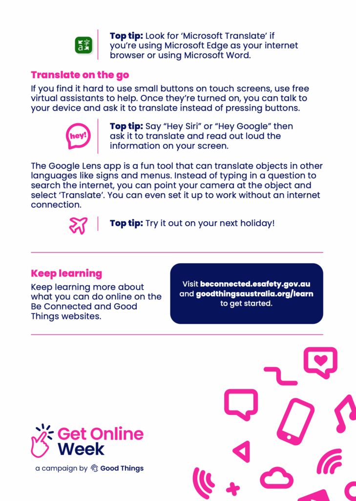 Get Online Week tip sheet translate anything