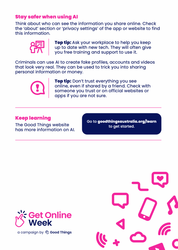 Get Online Week screenshot of tip sheet on what is AI?