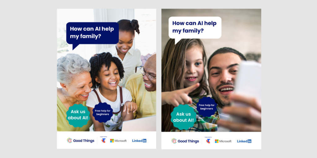 How can AI help my family full image poster - 2 versions pictured