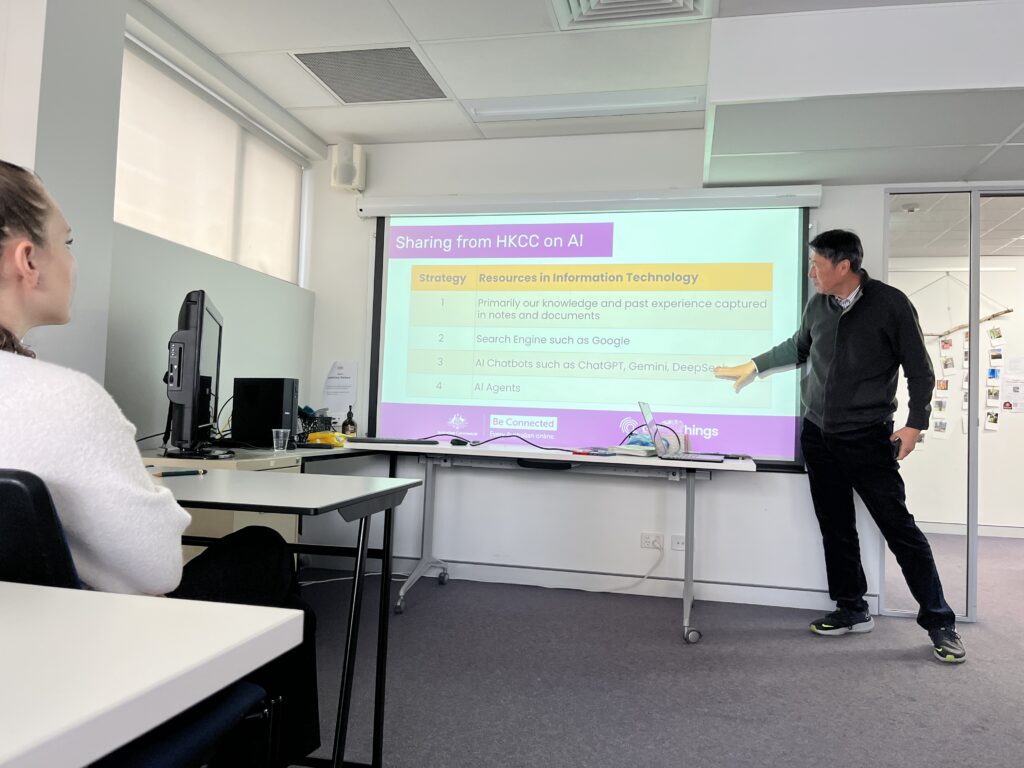 Digital Mentor presenting AI information at a meetup