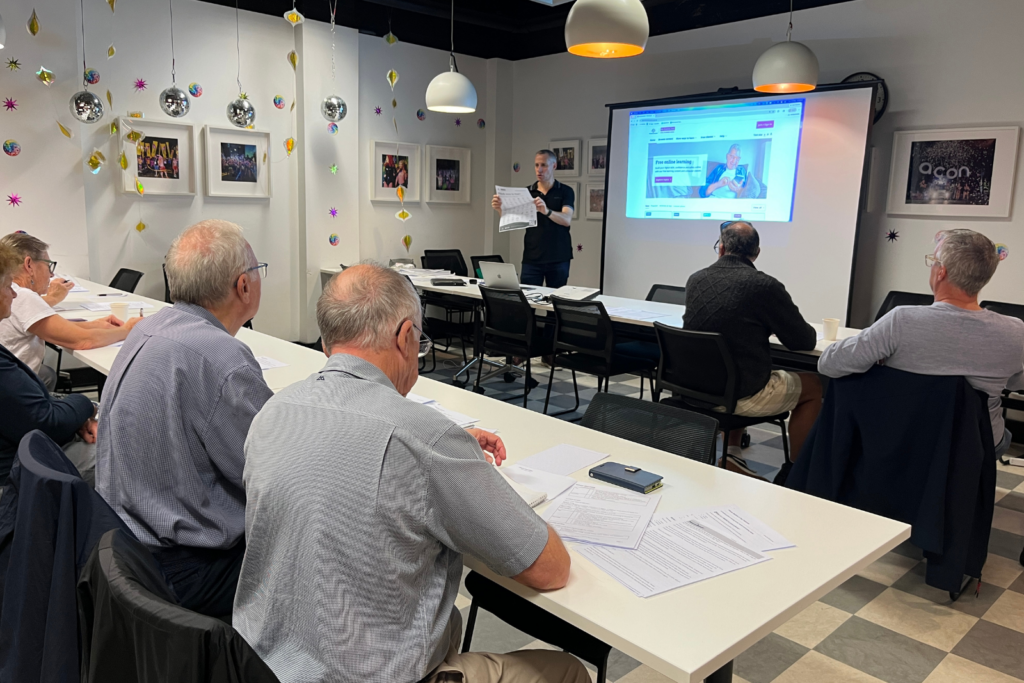 Seniors in a Be Connected digital skill class