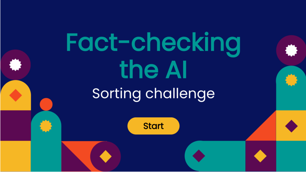 Screenshot of fact-checking the AI sorting challenge game