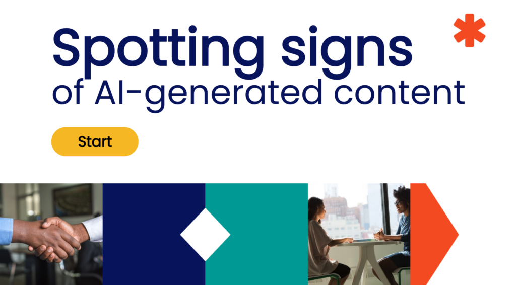 Screenshot of spotting signs of AI generated content game